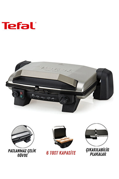 TEFAL 1800W PFOA İçermeyen Çıkarılabilir Plakalı Izgara ve Tost Makinesi, Yan...