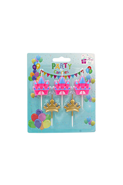 Magic Days Σετ 5 ροζ κεριά πάρτι σε σχήμα κάστρου
