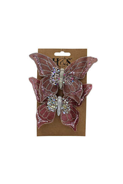Gift Design Set decorativ cu fluturi, cu agrafă roz-violet