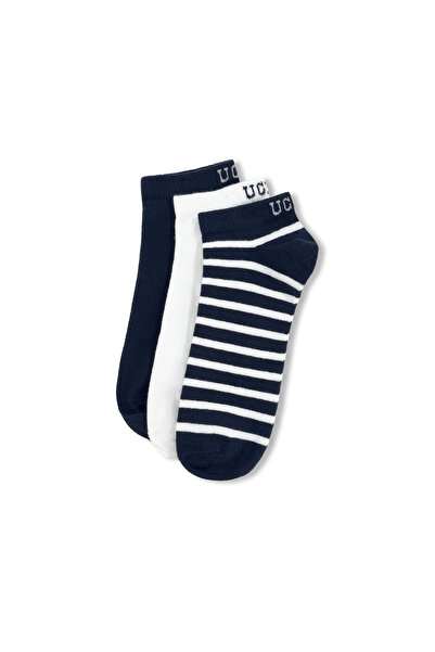 UCLA Lioren 3-Pack Navy Blue Short Jacquard Cotton Standard Fit Unisex Socks