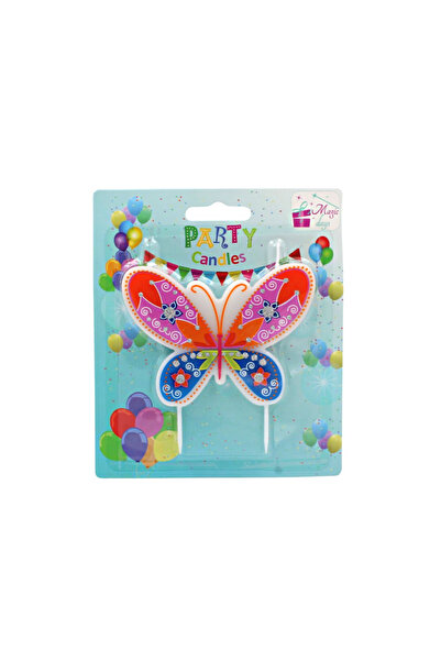 Magic Days Lumânare de petrecere cu sclipici portocaliu-albastru, tip flyer