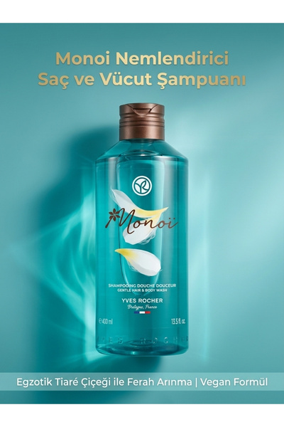 Yves Rocher Monoi Saç ve Vücut Şampuanı Nemlendirici Tropik Bakım Vegan 400 ml