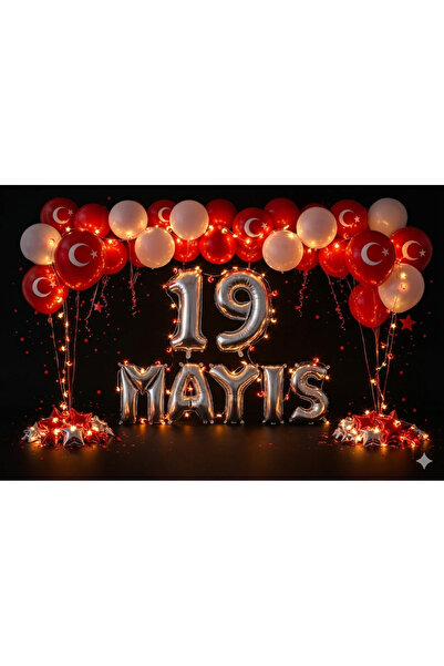 tedaks Moon-Star Led 19 May Festival Themed Silver Foil Number and Letter Red...