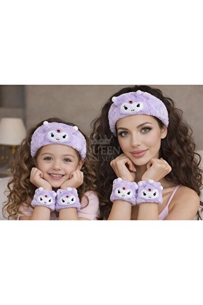 QUEEN AKSESUAR Lilac violet kuromi Plush Set de 3 brățări bandana 3D pentru î...