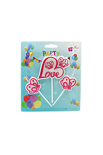 Magic Days Σετ 3 κεριών αγάπης για πάρτι, φούξια