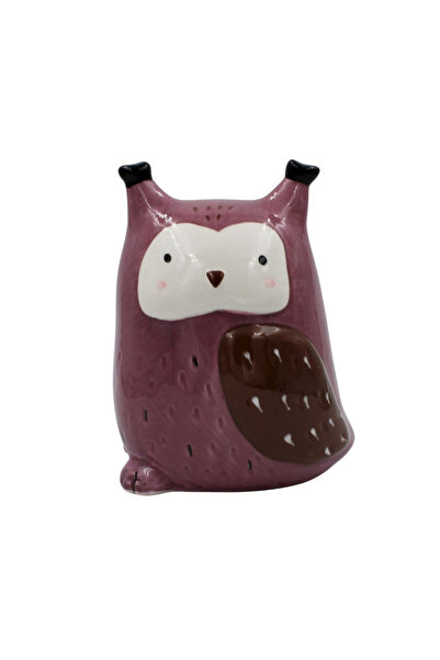 Gift Design Κεραμικός κουμπαράς, μοντέλο μωβ κουκουβάγιας