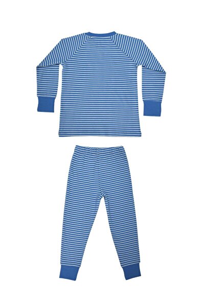 OrganicKid Mix Erkek Çocuk Mavi Çizgili Pijama Takımı