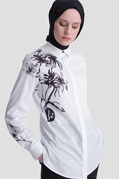 Armine Tunica cu imprimeu floral Ecru