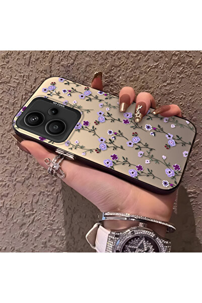 ARTISHELL Redmi Note 13 Pro Plus+ 5G Uyumlu Tam ekran mor çiçekli darbeye day...