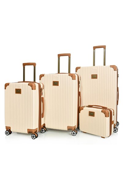 Generic طقم حقائب سفر كلاسيك "فينتاج" - 4 قطع بتصميم ملكي 28''-24''-20''-14 أنش