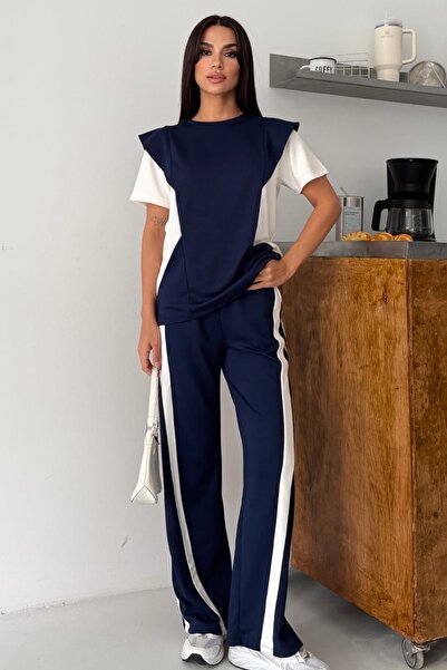 Ded COLLECTION Γυναικείο Λευκό Σετ με Φαρδιά Λεπτομέρεια στους Ώμους, Αθλητικ...