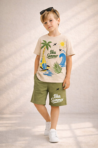 Beka Kids Αγορίστικο κοντομάνικο καλοκαιρινό σετ με στάμπα, σορτς και μπλουζάκι