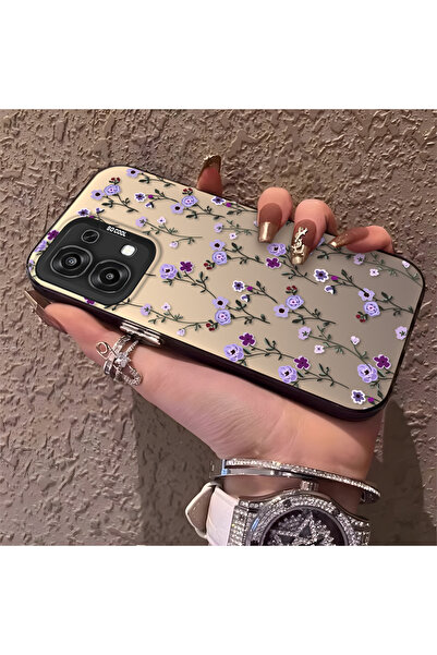 ARTISHELL Oppo A6 Pro 4G/5G Uyumlu Tam ekran mor çiçekli darbeye dayanıklı ko...