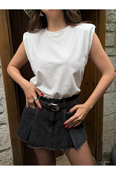 minaaise Γυναικεία εκρού βαμβακερή μπλούζα με επένδυση 31097