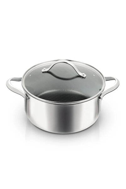 UNIQELLA SILVER PRO Serisi 24cm Derin Tencere 5.3L Cam Kapaklı