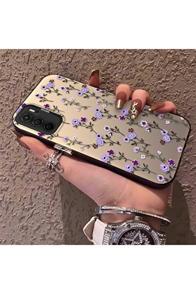 ARTISHELL Oppo A55 4G Uyumlu Tam ekran mor çiçekli darbeye dayanıklı koruyucu...