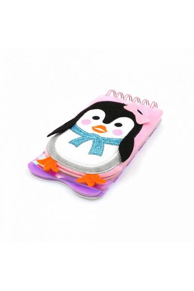 Gift Design Τετράδιο, ροζ, 3D, Πιγκουίνος με φιόγκο και κασκόλ, 80 σελίδες