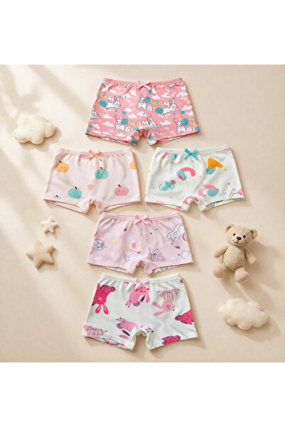 elmas kids Κοριτσίστικα βαμβακερά μποξεράκια με μικτά σχέδια, σετ 5 τεμαχίων