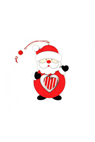 Gift Design Ξύλινο διακοσμητικό - Άγιος Βασίλης - καρδιά με λευκές ρίγες