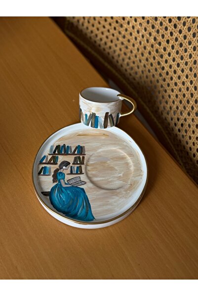 Stories Girl Reading a Book in a Blue Dress Coffee Cup Set Gift (1 Piece)