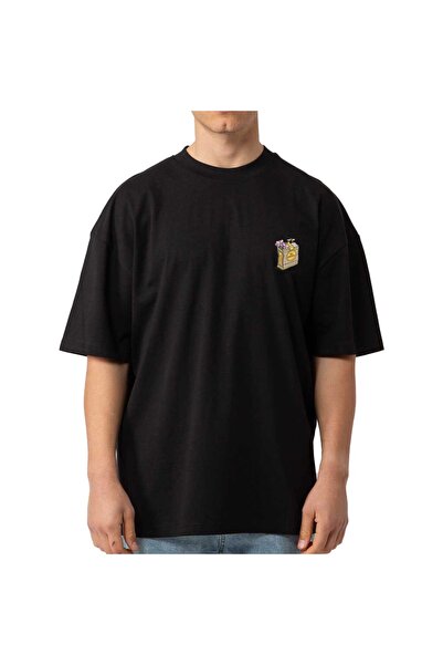 BEE UNUSUAL Μπλουζάκι με σχέδιο  "Ψηλά Λουλούδια " σε μεγάλο μέγεθος, Μαύρο XXL