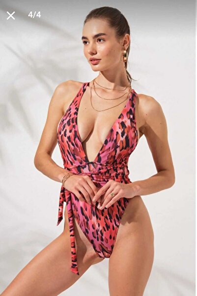 Pierre Cardin 2026 Νέα Σεζόν Μαγιό με Χιαστί Δέσιμο στη Μέση και Ροζ Απόχρωση