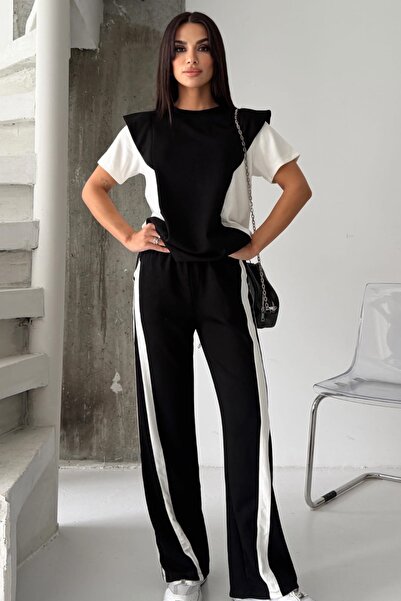 Ded COLLECTION Γυναικείο Λευκό Σετ με Φαρδιά Λεπτομέρεια στους Ώμους, Αθλητικ...