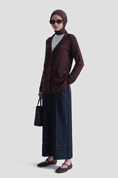 Armine Dantelli Rayon Hırka Acı Kahve