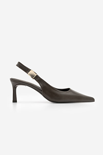 Marjin Women's Stiletto Pointed Toe Open Back Buckle Elastic Short Classic He...