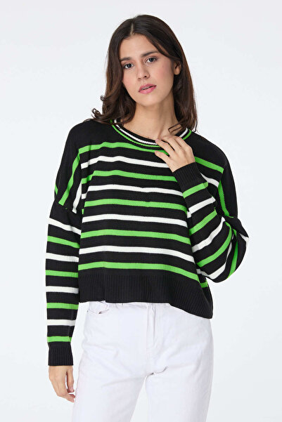 TOFİSA Striped Knitwear Sweater Black - 27656