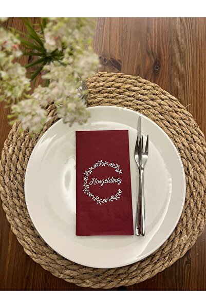 kidspartim Silver Gilded Cherry Colored Framed Welcome Waiter Napkins 16 Pieces