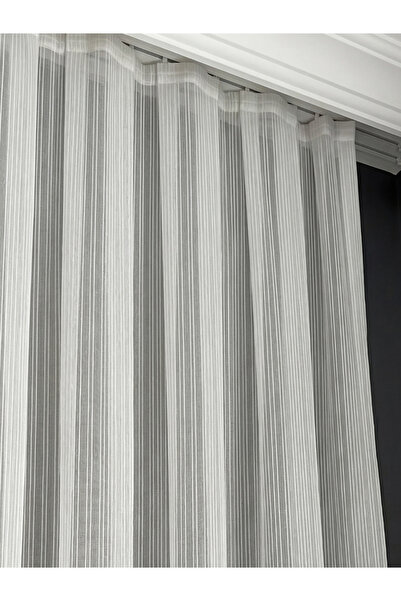 Striped Tulle Curtain 1/2 Dense Pleated Heavy Weight No Ironing Required Suitable for Every Room