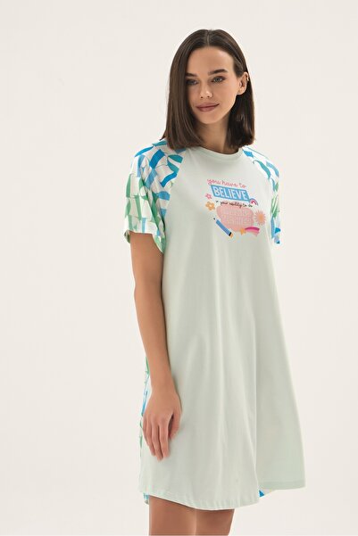 Sevim 17549 Women's Printed Short Nightgown