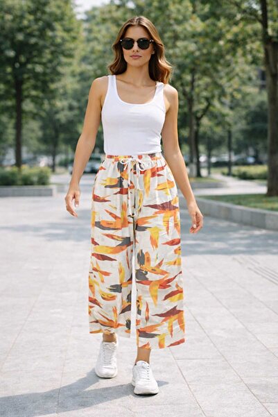 ECK MODA Γυναικείο λινό ύφασμα Νέας Σεζόν Άνετο Παντελόνι Χαλαρής Γραμμής με ...