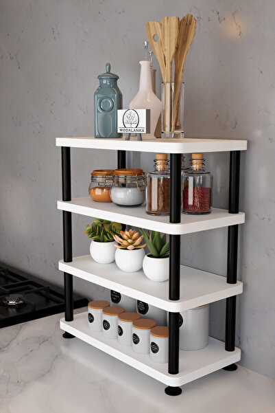 Modalanka Mutfak Rafı Banyo Rafı 4 Katlı Dikdörtgen Tezgah Üstü Organizer Bah...