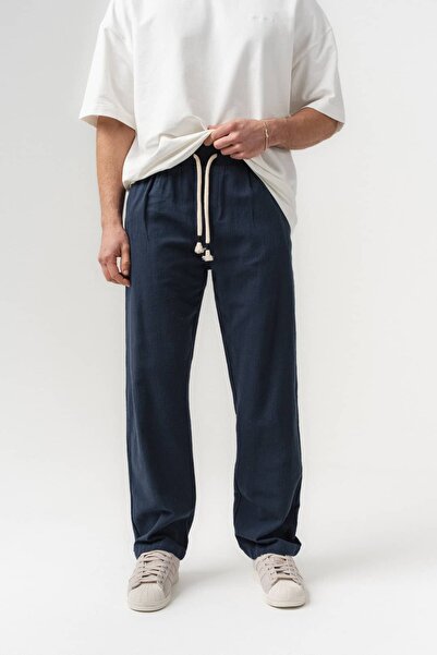 go gang own Ropeline Rope Detailed Linen Fabric Baggy Trousers