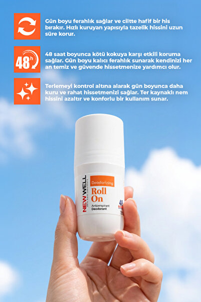 New Well Deodorizing Roll On Terleme Önleyici Koltuk Altı Roll On (Turuncu) 75 ML