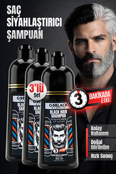 Go Black Saç Siyahlaştırıcı Şampuan 3’lü Avantajlı Paket 400ml. X 3 Adet