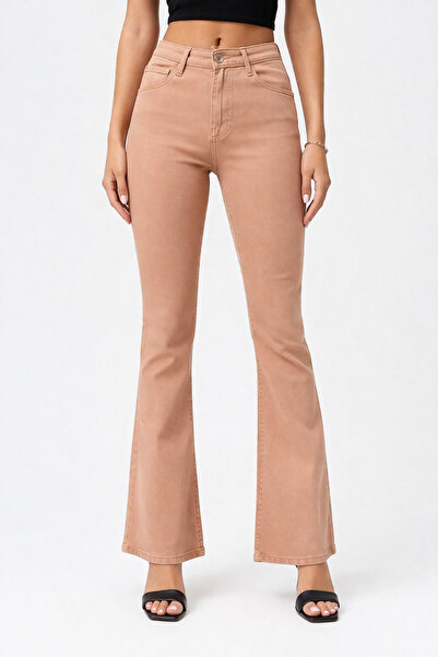 Lighter Jeans Γυναικείο Μπεζ Ισπανικό Παντελόνι Καμπάνα |   Ψηλόμεσο, ελαστικ...