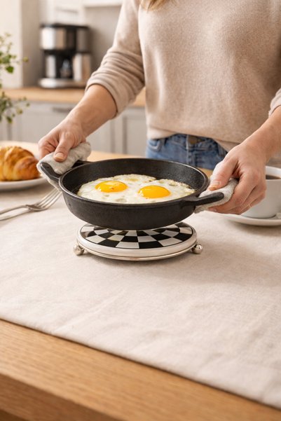 ferayhome Nihale Teapot Pan Coaster Black Checkered Silver - Feray Home
