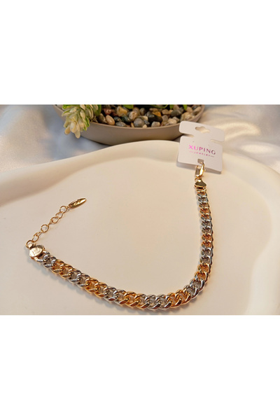 XUPING JEWELRY Xuping Rose and Silver Color Transitioning Modern Chain Bracel...
