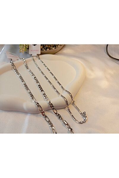 XUPING JEWELRY Euro Aksesuar Xuping Gümüş Renk Figaro Zincir Kolye - 50 cm (5...