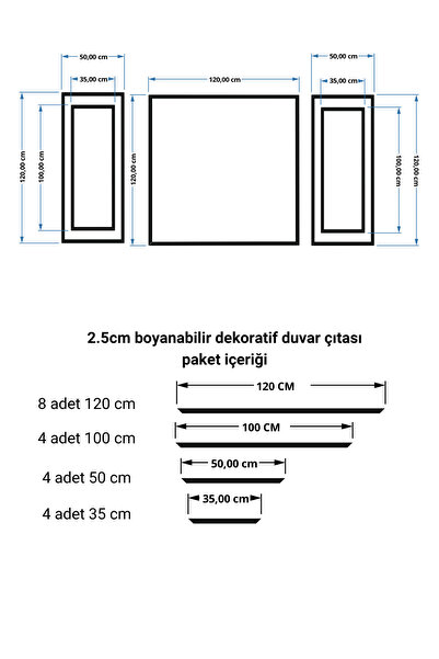 DİECOR Boyanabilir Dekoratif Hazır Kesimli Duvar Çıtası TV Ünitesi Kolay kurulum