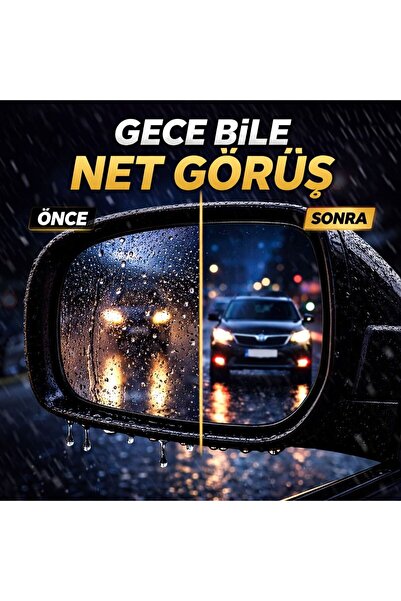 babikamium Araç Yan Ayna Yağmur Kaydırıcı Film (2 Adet) Anti Fog & Su İtici Dikiz Aynası Koruyucu