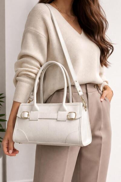 Store Minimal Gold Buckle Çanta