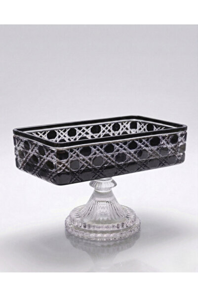 AKDEN STORE Hand Cut Crystal Decor Colorful Baton Glass Bowl 25X15Cm