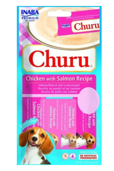 churu Recompense cremoase pentru câini cu pui și somon 56g