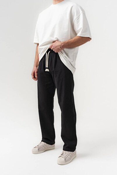 go gang own Ropeline Rope Detailed Linen Fabric Baggy Trousers