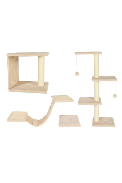 Koopman Αρθρωτό σετ αναρρίχησης και παιχνιδιού για γάτες, με σιζάλ, σε μπεζ χ...