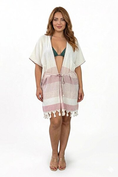 DRESSY LIFE Βαμβακερό ριγέ πεστεμάλ κιμονό, κιμονό παραλίας